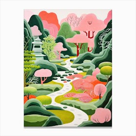 Kyoto Zen Gardens Abstract Riso Style 2 Canvas Print