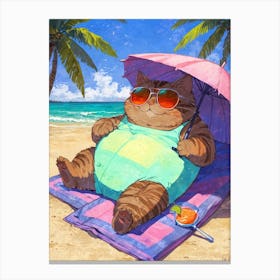 Cat On The Beach 4 Canvas Print