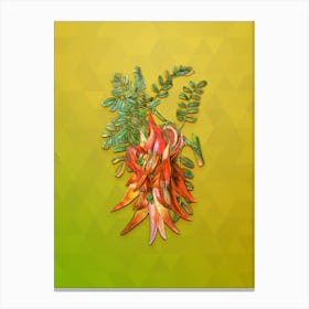 Vintage Crimson Glory Pea Flower Botanical Art on Empire Yellow Canvas Print