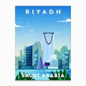Riyadh, Saudi Arabia — Retro travel minimalist poster Canvas Print