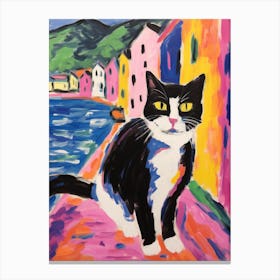 Painting Of A Cat In Lake Como Italy 2 Canvas Print