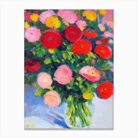 Ranunculus Floral Abstract Block Colour 2 Flower Canvas Print