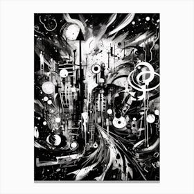 Rebellion Abstract Black And White 4 Canvas Print