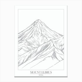 Mount Elbrus Russia Line Drawing 8 Poster Canvas Print