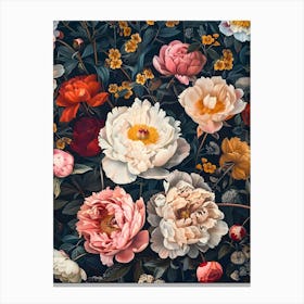 Peonies Inspired By William Morris 1 Canvas Print