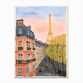 Paris Watercolor Painting Canvas Print