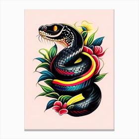 Mexican Black Kingsnake Tattoo Style Canvas Print