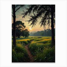 Sunset In The Meadow Canvas Print