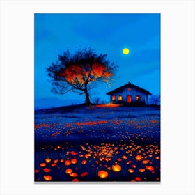 House In The Moonlight Canvas Print