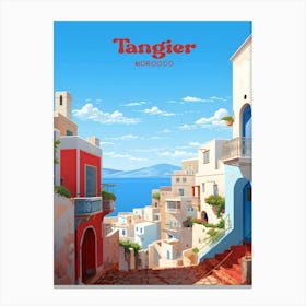 Tangier Morocco Vibrant Modern Travel Art Canvas Print