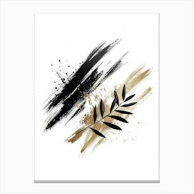 Black And Gold Brush Strokes 4 Canvas Print