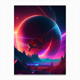 Sagittarius Planet Neon Nights Space Canvas Print