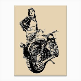 Girl Riding A Motorcycle Canvas Print