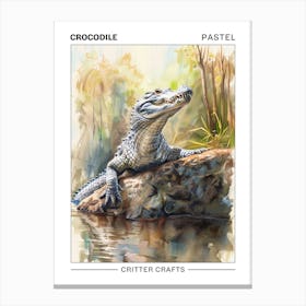 Crocodile Pastel Watercolour 1 Poster Stampe su tela