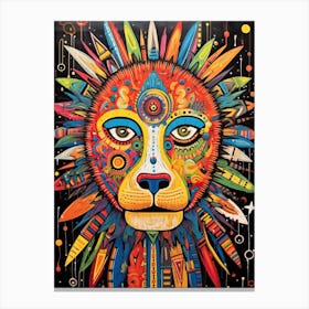 Lion Art Painting Outsider Style 1 Canvas Print