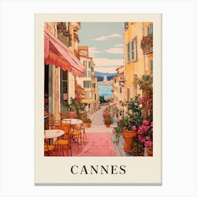 Cannes France 7 Vintage Pink Travel Illustration Poster Canvas Print