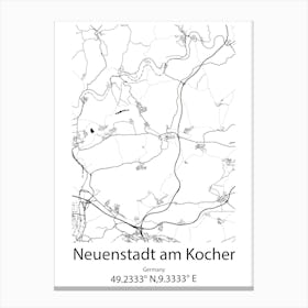 Neuenstadt Am Kocher,Germany Minimalist Map Canvas Print