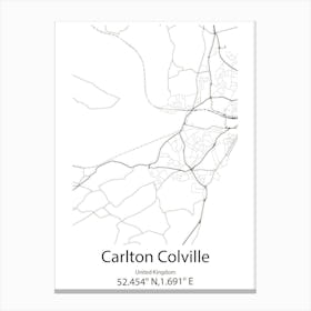 Carlton Colville,United Kingdom Minimalist Map Canvas Print