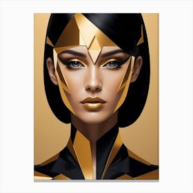 Geometric Woman Portrait Luxury Gold (3) Canvas Print