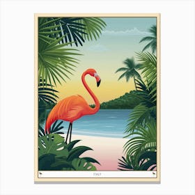 Greater Flamingo Italy Tropical Illustration 1 Poster Canvas Print