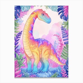 Rainbow Edmontosaurus Dinosaur 2 Canvas Print