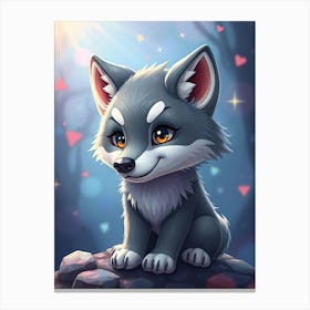 Cute Wolf Drawing Canvas Print