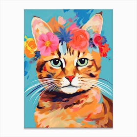 Pixiebob Cat With A Flower Crown Painting Matisse Style 3 Canvas Print