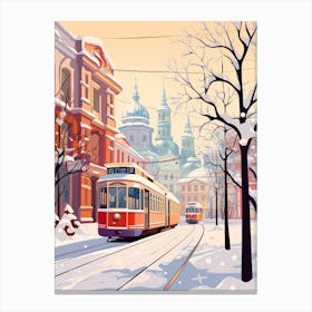 Vintage Winter Travel Illustration St Petersburg Russia 3 Canvas Print