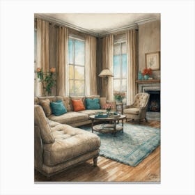 Living Room Drawing Canvas Print