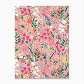 Mary's Garden - Peach Pink Canvas Print
