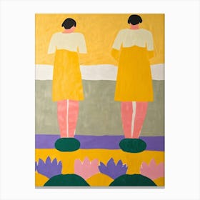 Two Women In Yellow Dresses Canvas Print