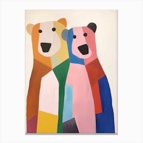 Colourful Kids Animal Art Brown Bear 2 Canvas Print