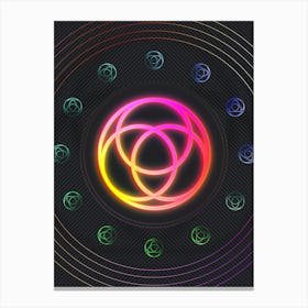 Neon Geometric Glyph in Pink and Yellow Circle Array on Black n.0200 Canvas Print