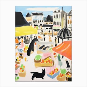 The Food Market In Copenhagen 1 Illustration Canvas Print