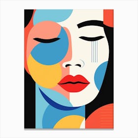 Closed Eyes Abstract Linework Face 4 Canvas Print