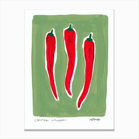 Three Chillis Green Food Canvas Print