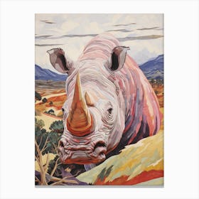 Up Close Rhino Patchwork Canvas Print