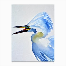 Egret Watercolour Bird Canvas Print
