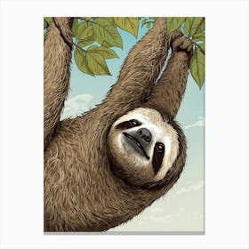 Sloth Hanging From Tree Canvas Print