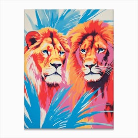 Lion Pop Art Colour Burst 1 Canvas Print