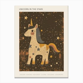 Unicorn In The Stars Mustard Muted Pastels Poster Canvas Print