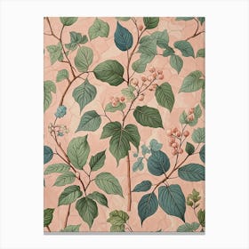 Botanical On Pink Marble Canvas Print