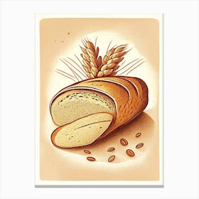Sprouted Grain Bread Bakery Product Retro Drawing 1 Canvas Print