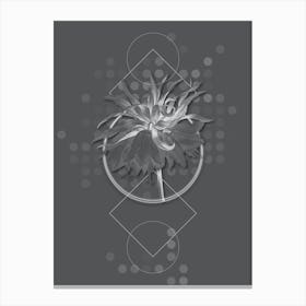 Vintage Kaiser's Crown Botanical with Line Motif and Dot Pattern in Ghost Gray n.0009 Canvas Print