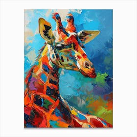 Impasto Colourful Giraffe Resting Canvas Print
