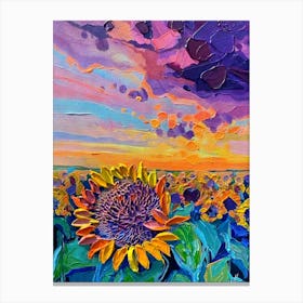 Sunflowers At Sunset 1 Canvas Print