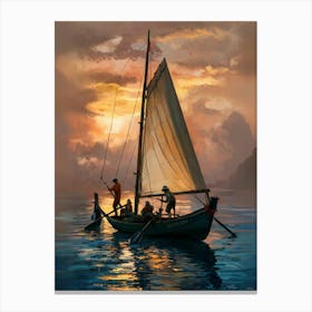 Sailboat At Sunset 1 Canvas Print