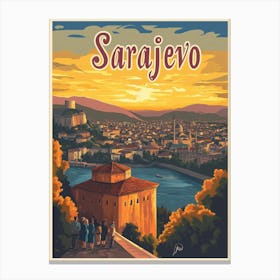 Aihrgdesign A Mid Century Modern Travel Poster For Sarajevo 2 Canvas Print