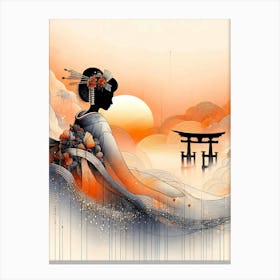 Japan Traditional Geisha Illustration By Ad 102 Canvas Print