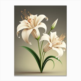 White Lily Flowers Canvas Print
